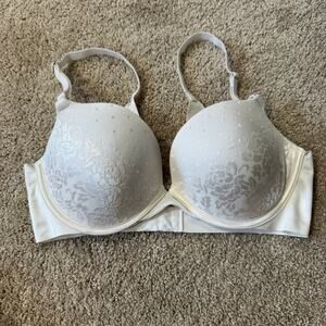 Secret Treasures Off-White Floral Lace Overlay Underwire Bra Women's Size 36C
